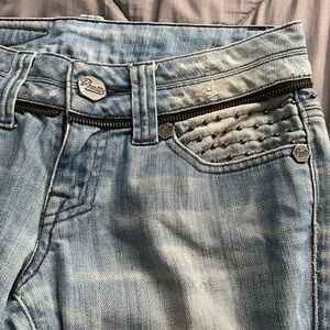 Pratts Studded Moto Jeans – Light Wash, 98% cotton